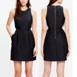 Madewell 1937 Women's Black Midnight Speckle Cut Out Mini Cocktail Dress Size 6